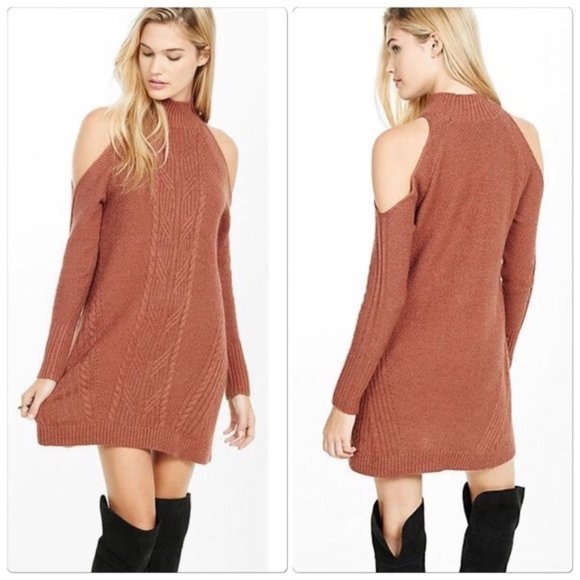NWT Express Cold Shoulder Sweater Dress - Picture 1 of 3
